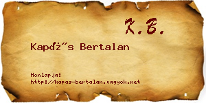 Kapás Bertalan névjegykártya